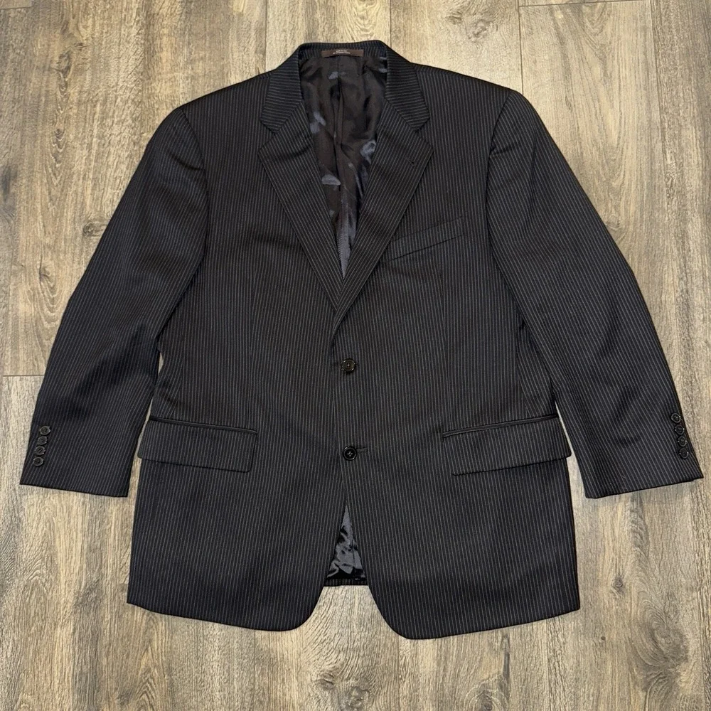 Joseph Abboud Wool Sport Coat Mens 43S Striped Black Blazer Suit Jacket USA Made